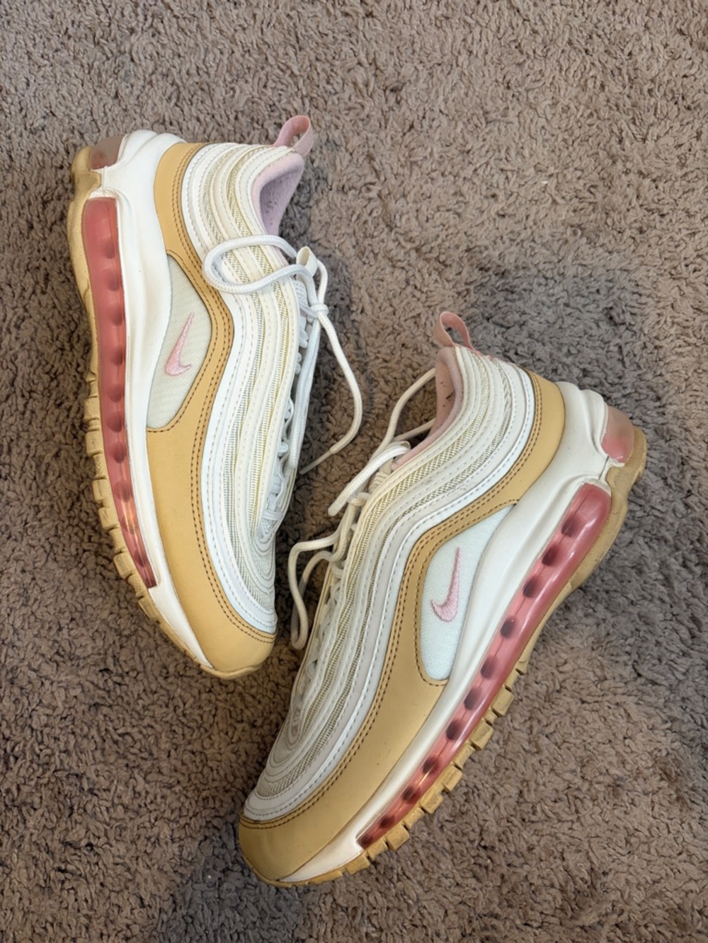 Cream and Light Pink Women's Sneakers